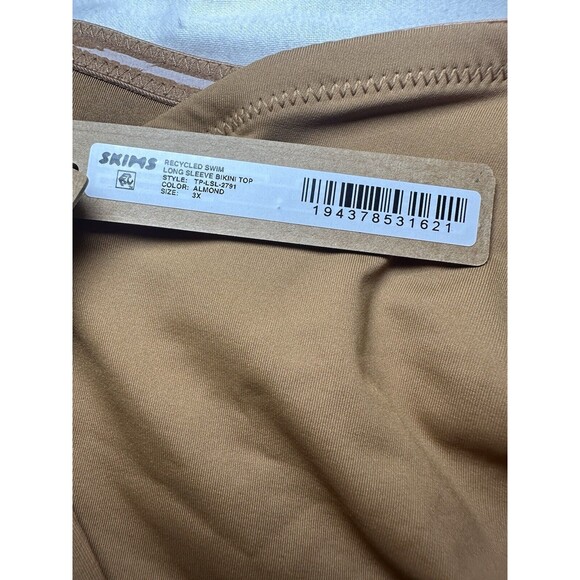 SKIMS Recycled Swim Long Sleeve Bikini Top Almond Women's SIZE 3X NWT - Picture 5 of 9